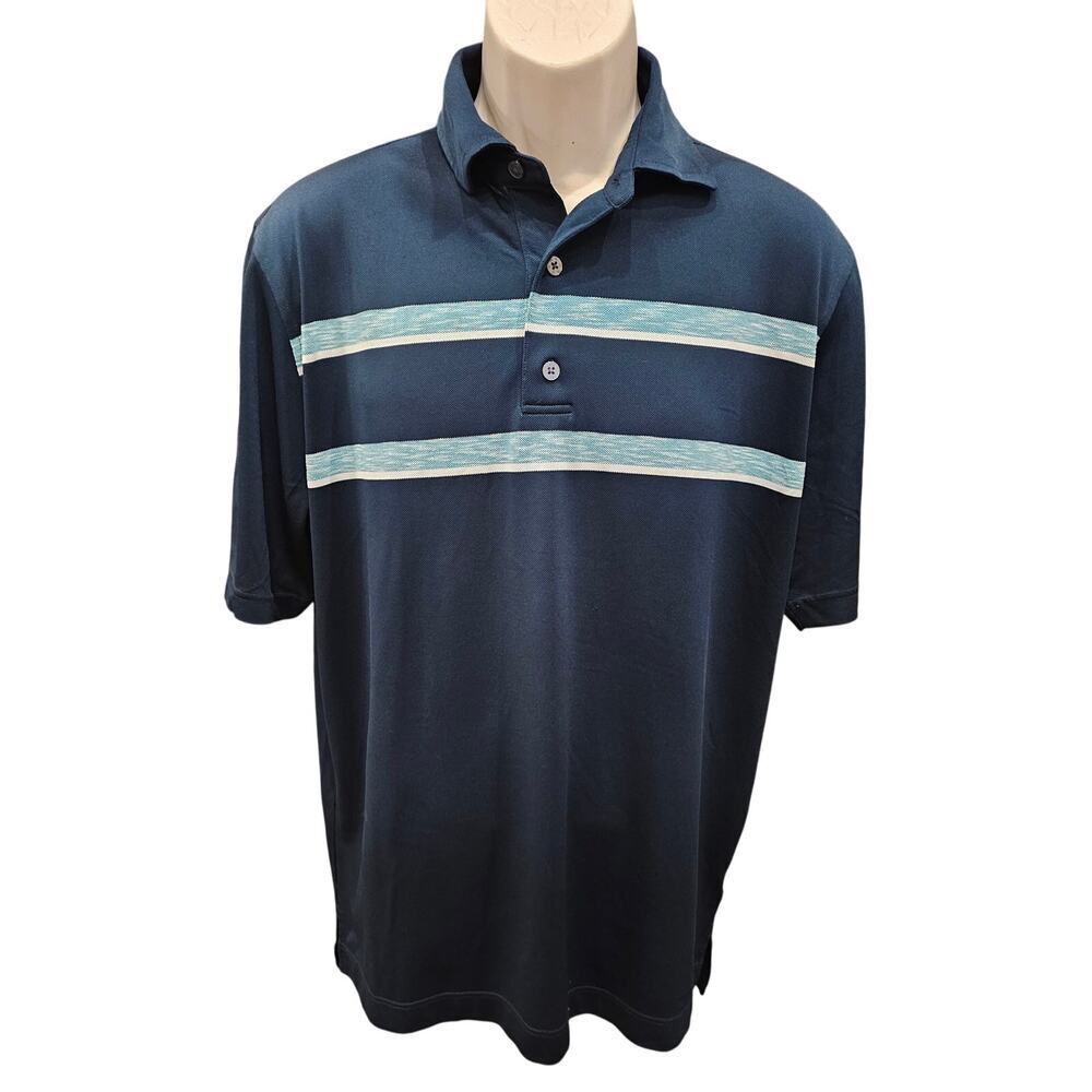 Foot joy Large blue ombre striped performance golf polo preppy upf protect L